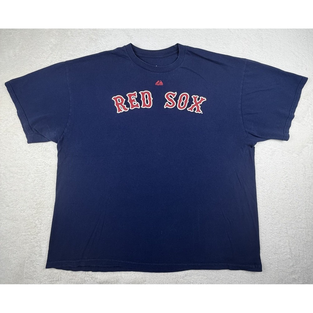 Boston Red Sox Kevin Youkilis #20 Majestic Y2K 2000's Tshirt Men's 2XL Blue MLB